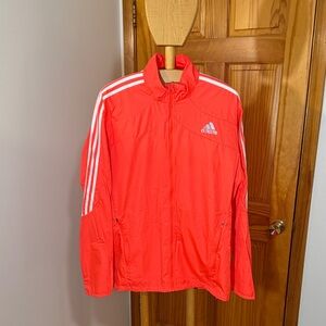 Adidas Bright Red Track Jacket with White Stripes